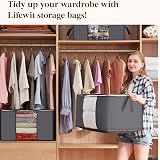 Lifewit 95L Clothes Storage Bags Set with Clear Window 6 Pack Grey view 8