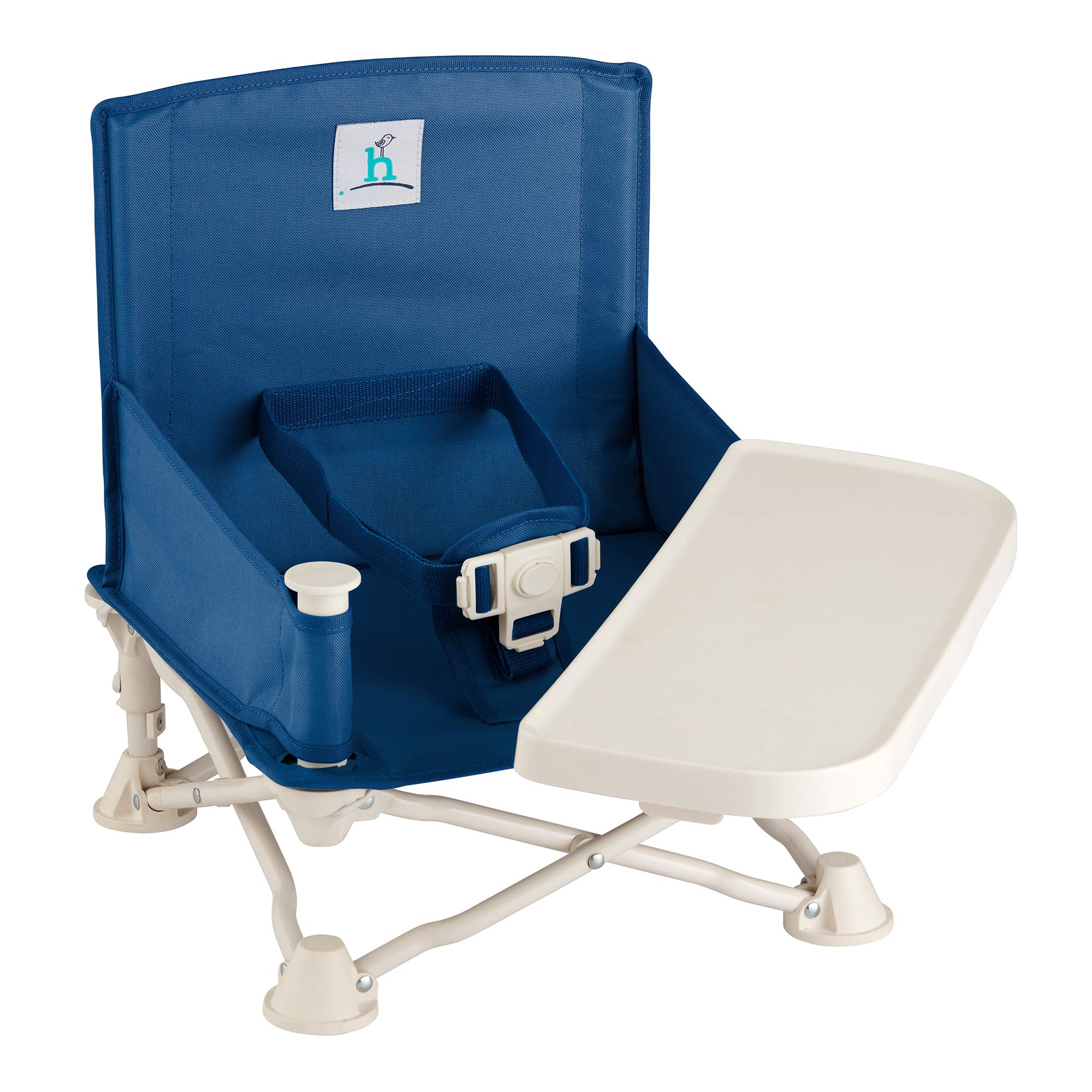 hiccapop Omniboost Travel Booster Seat with Tray for Baby | Folding Portable High Chair for Eating, Camping, Beach, Lawn, Grandma’s | Tip-free Design Straps to Kitchen Chairs - Go-anywhere High Chair.