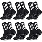 Barrlves 6 Pairs Grip Soccer Socks Colorful Non Slip Sports Football Basketball Hospital Yoga Socks for Men Women