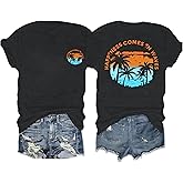 Hawaiian Shirts Womens Beach Tropical Palm Trees Graphic Tshirt Summer Vacation Short Sleeve Tee Tops