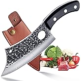 ROCOCO 6.3" Cleaver Butcher Knife Sharp Full Tang Knife with Sheath for Home Outdoor BBQ Camping Mother Father Gift Idea Men