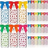 Singhoow 24 Sets Pup Party Cups 14 oz Dog Paw Plastic Tumblers with Lids Straws and Ribbon Bows Puppy Birthday Party Supplies Dog Themed Decorations Dogs Lover Gifts
