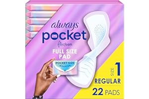 Always Pocket with FlexFoam Pads, Size 1, Regular Absorbency, with Wings, Unscented, Up to ZERO leaks, ZERO feel protection, 