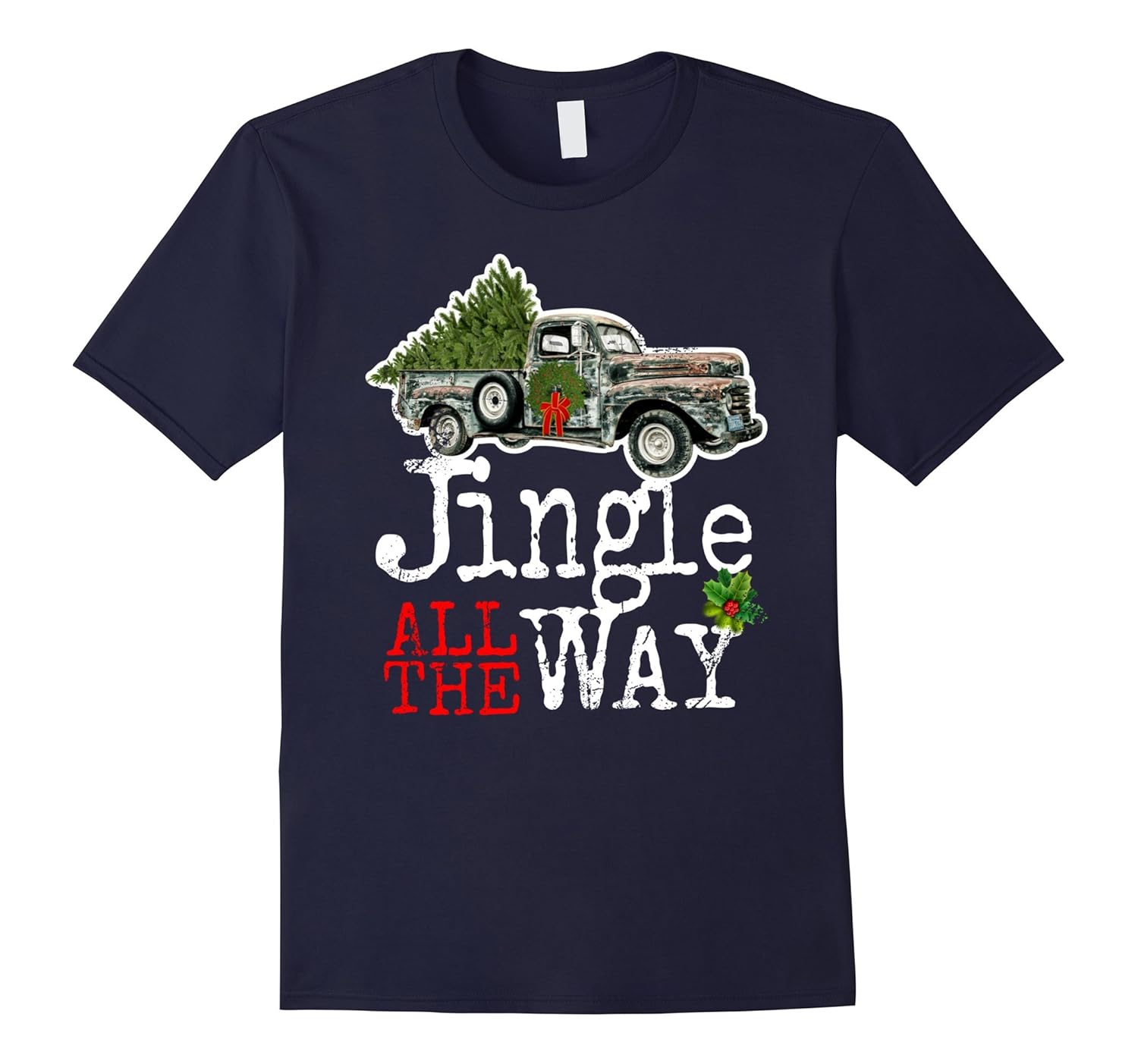 Jingle All The Way Christmas T-Shirt Vintage Classic Car Tee-ANZ