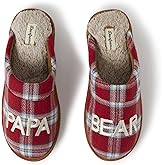 Dearfoams mens Matching Family Holiday Papa Bear Sherpa Lined Moc Toe With Embroidery Slipper
