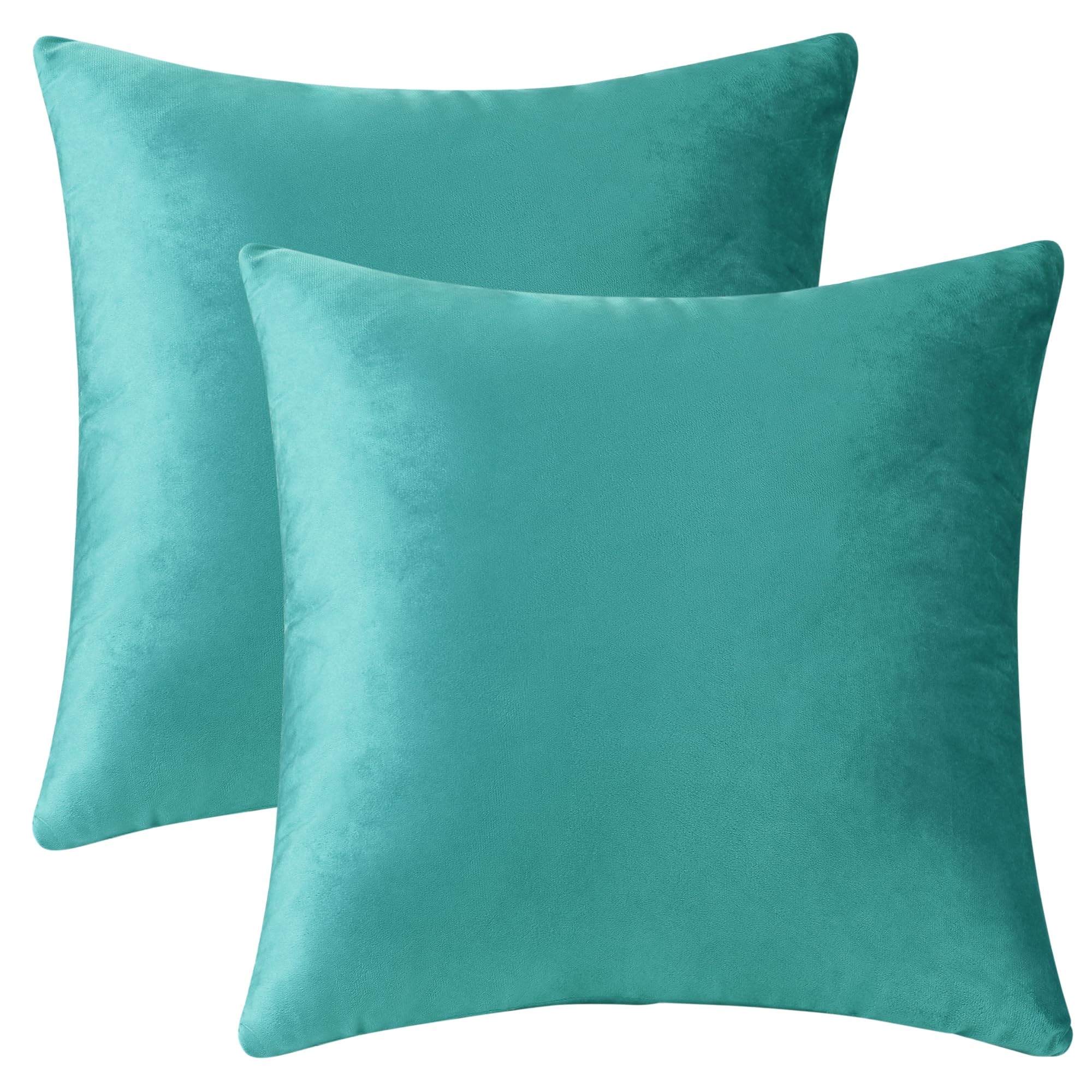 Uxcell Pack of 2 Velvet Decorative Pillow Covers Modern Solid Pillow Covers for Couch Sofa Home Light Blue 45 x 45 cm