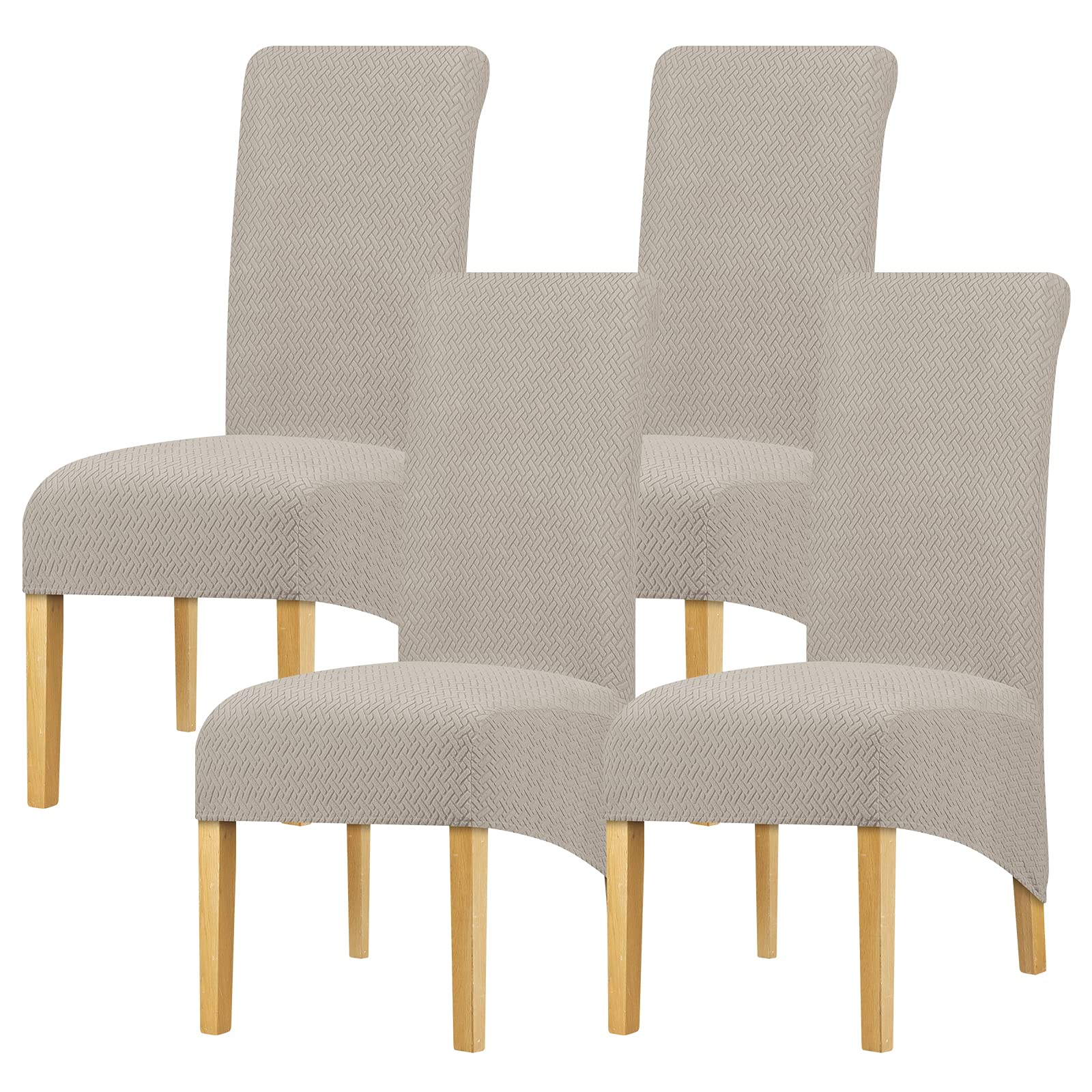 Leorate Large Size Dining Room Hotel Fleece Fabric Stretch Chair Cover Pack 2 4 Pack of 6 (1 Beige, Pack of 4) (Camel, 4PCS)
