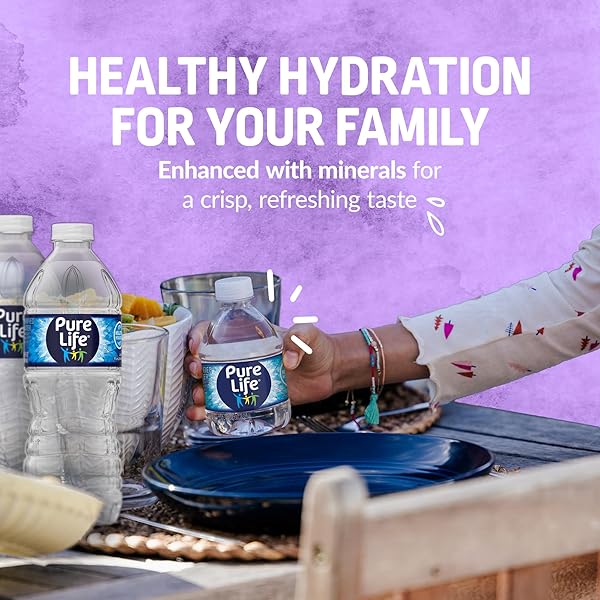 PURE LIFE PURIFIED WATER BOTTLES, 12 PACK – STILL BOTTLED WATER ENHANCED WITH MINERALS FOR A CRISP TASTE, PLASTIC BOTTLES – 16.9 FL OZ