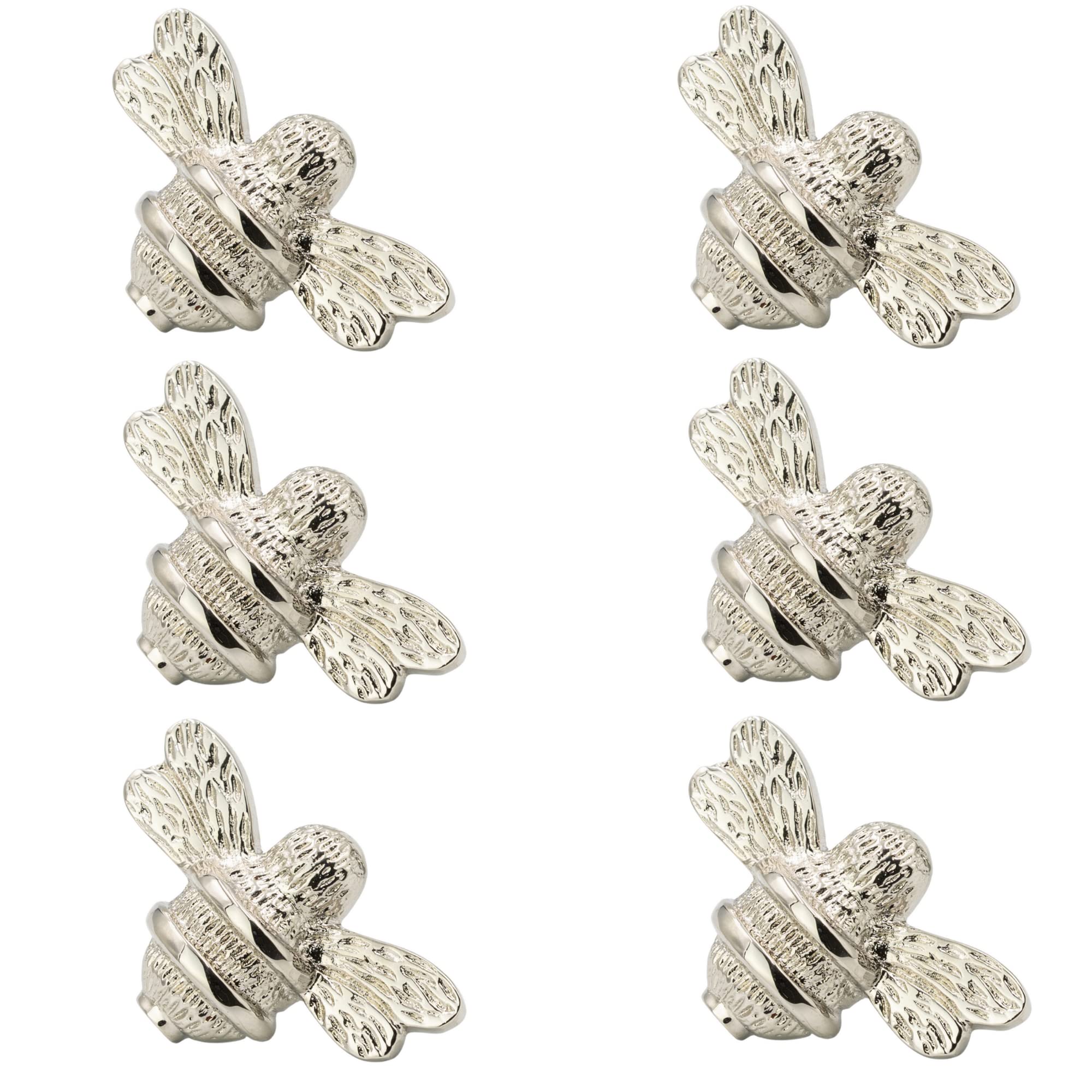 Brass bee 6 x Bumble Bee Drawer Knob | Drawer Handle | Bee Cabinet knob | Cupboards, Doors, Cabinets & Drawers in Nickel Finish (Silver)