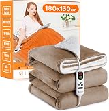 Mia&Coco Electric Heated Blanket Throw 180x130cm Flannel Sherpa 10 Heat 9h