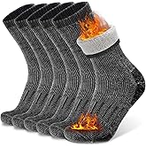Busy Socks 3 Pack Crew Merino Wool Hiking Socks for Men Women Winter Thick Warm Thermal Cushioned Moisture Wicking Boot Sock