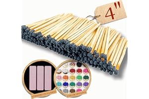 WINECRAFT 4" Long Color Matches (100 Count) | Colorful Loose 4 Inch Wooden Safety Match Sticks for Candle Display | Refill for Matchstick Jars, Holders & Bottles | Striker Included