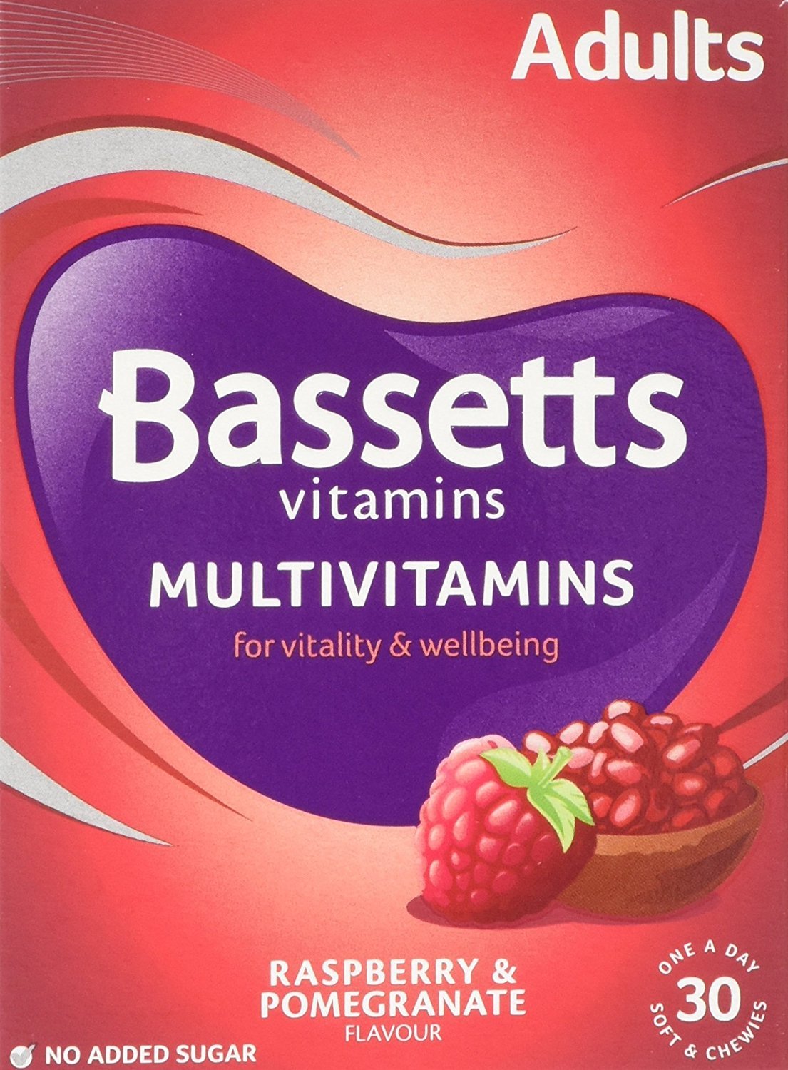 Bassetts Adults Raspberry and Pomegranate Flavour Soft and Chewy Multivitamins - Pack of 5, Total 150 Pastilles