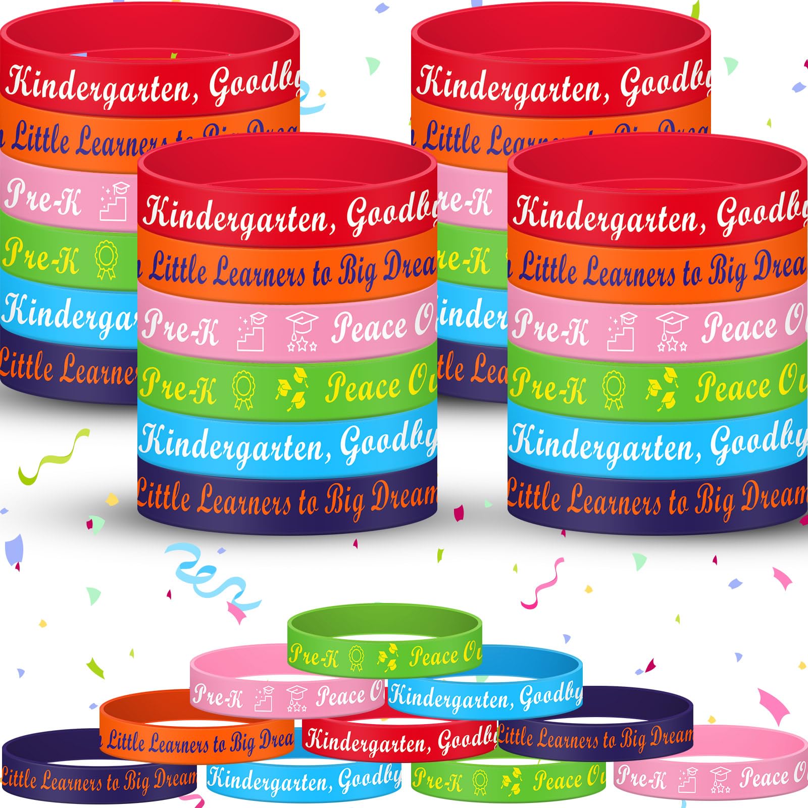 Photo 1 of Seenelling 48 Pcs Pre K Graduation Decorations Pre K Graduation Wristbands Silicone Bracelets Grad Gifts for Students Boys Girls Kids Party Favors Supplies ** 2 pack**