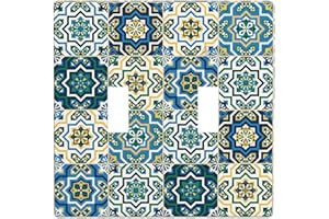 TGUBJGV Mexican Talavera Tile Print Light Switch Cover 2-Gang,Decorative Double Toggle Wall Plate Switch Wallplate Cover Faceplate,4.50" X 4.50"Inch