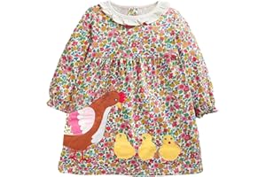 Joketiger Toddler Girls Long Sleeve Dress Girl's Casual Applique Halloween Christmas Dress 3-9Y