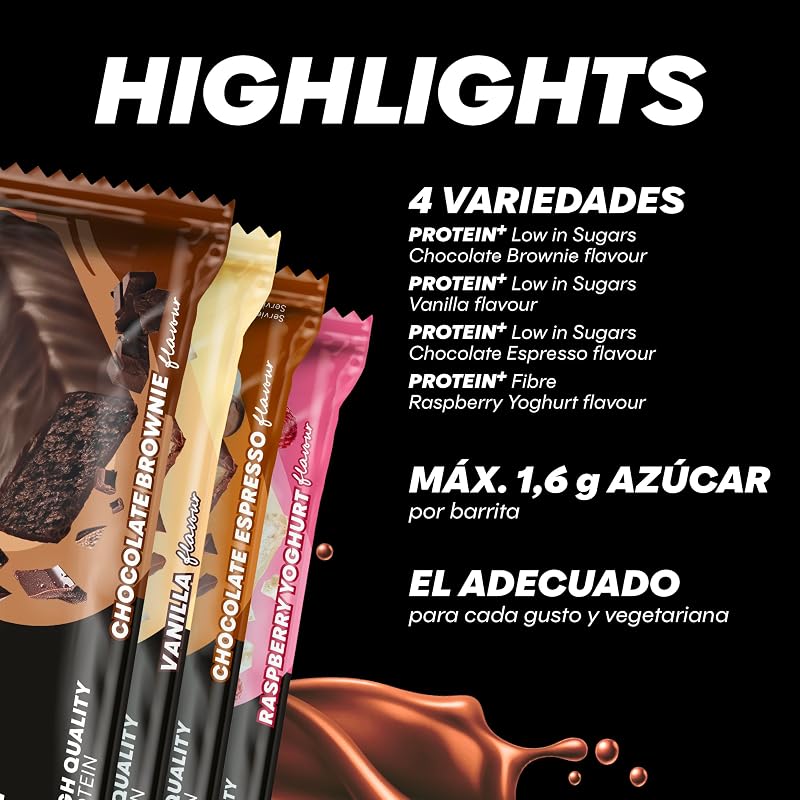 - Protein Plus - Low Sugar Multiflavour Box - 16x35g - Barritas proteicas con fibra
