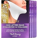 MAREE V Line Lifting Mask with Hyaluronic Acid – Deep Collagen Face Mask for Women – Jawline Shaper Facial Masks with Retinol – Tightening & Firming Neck Lift Tape – Double Chin Strap for Face Lift