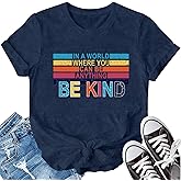 LBP Be Kind Shirt for Women Inspirational Kindness Short Sleeve Positive Sayings Teacher T-Shirt