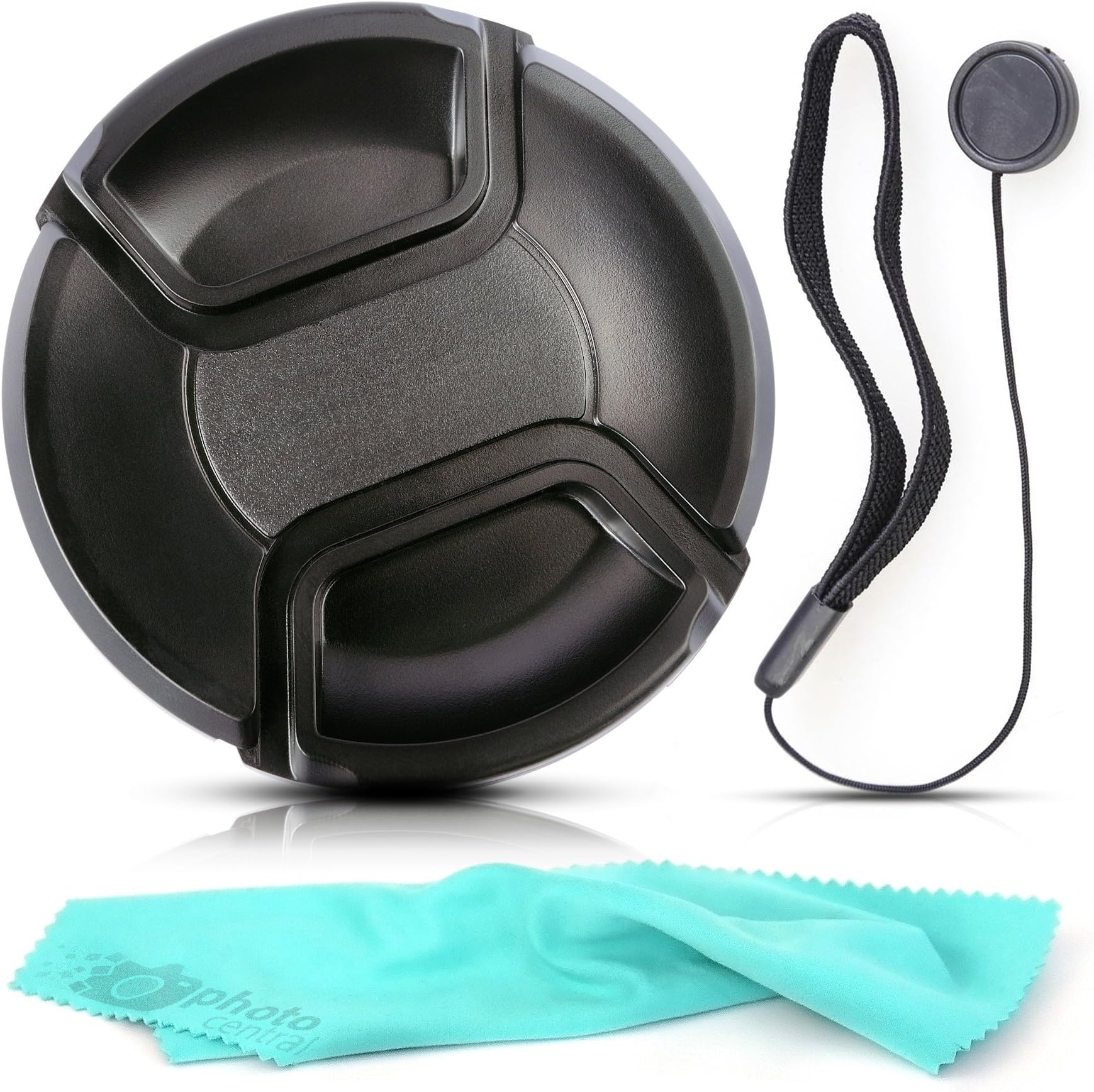 Front Center Pinch Lens Cap Cover Protector + Cap Keeper + Cleaning Cloth for Nikon AF-S DX NIKKOR 18-300mm f/3.5-6.3G ED VR Lens