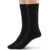 Silky Toes Modal Mens Crew Socks, Formal Mid-Length Dress Calf Socks 2 or 4 Pk
