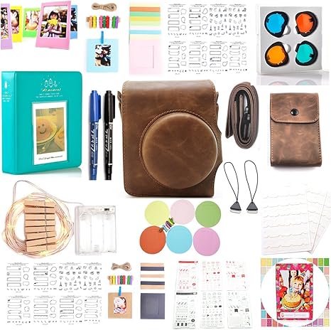 Amazon ハローヘリオ Fujifilm インスタントカメラ チェキ Instax Mini 90に適用ケース アクセサリー セット 17点 ケース本体 ミニポケット ミニフォトアルバム メッセージステッカー フィルター 壁掛けフレーム フィルムフレーム フィルムステッカー Led