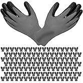 YOUKE OLA 120 Pair Gardening Gloves for Men, Breathable Rubber Coated Garden Gloves Working Gloves for Gardening, Construction Black 10/XLarge