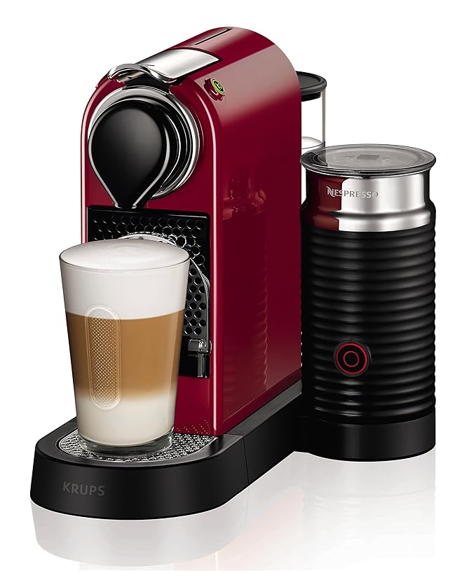Krups Nespresso XN7605 Kapselmaschine CitiZ&milk mit Aeroccino, Thermoblock-Heizsystem, 1 L Wasserbehälter, 19 bar, cherry-ro