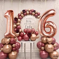 KatchOn, Rose Gold 16 Balloon Numbers - 40 Inch