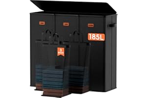 Vexalora 185L Laundry Hamper 3 Section, Laundry Hamper with Lid, Dirty Clothes Hamper with 3 Removable Washing Bags, Extra La
