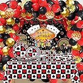 Lecheme 269 PCS Casino Theme Party Decorations: Poker Plates Napkins Cups Casino Birthday Banner Balloons Casino Birthday Party Decorations Serve 24