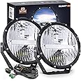 Nilight 9 Inch Round Offroad Light 2 PCS 120W High Low Beam IP68 LED Driving Lights Pods Built-in EMC with 14AWG DT Connector Wiring Harness Kit for Truck ATV UTV SUV