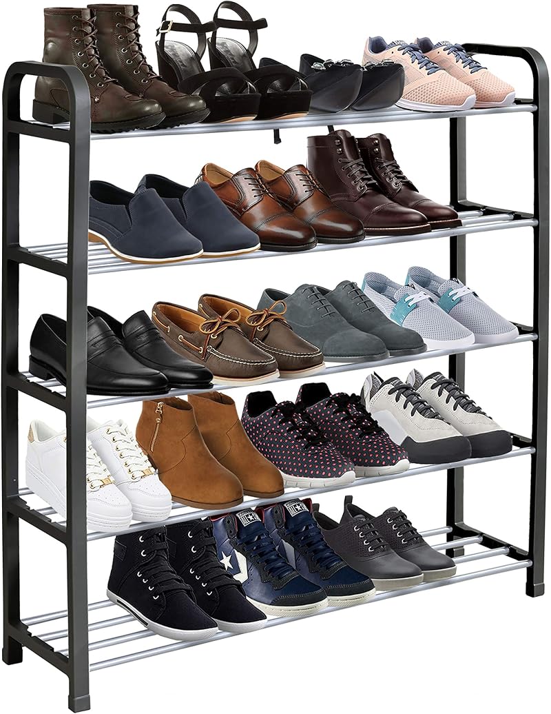 Keplin 5 Tier Shoe Slots Rack Space Saving Organizer 75.5 x 18.5 x 75.5 cm Black
