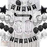 Amazon Com Sterling James Co Dirty Thirty 30th Birthday Party Pack Black Silver Happy Birthday Bunting Poms And Swirls Pack Birthday Decorations 30th Birthday Party Supplies Toys Games