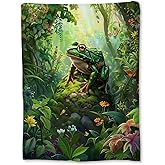 Ti Caldi Cute Frog Blanket | Soft Warm Fuzzy Lightweight Flannel Vivid Forest Scene Throw Blanket for Couch, Bed, Decor, Travel & Outdoor Use, Cozy Blankets for Adults Women Men 60×50 in
