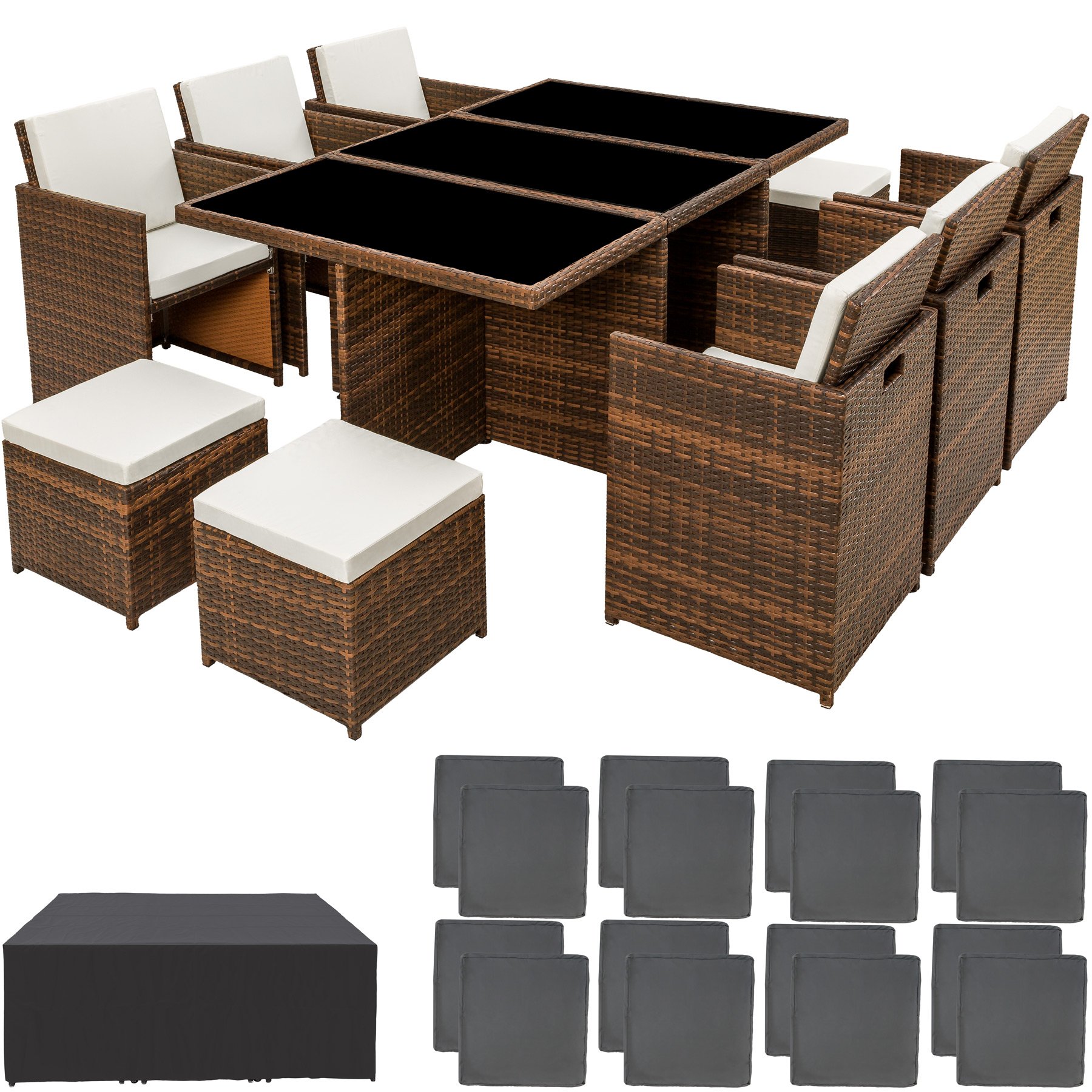 tectake-800855-Conjunto-de-Muebles-de-Jardin-Poliratan-Set-Exterior-6X-Sillas-4X-Sillones-Puf-1x-Mesa-Incl-Funda