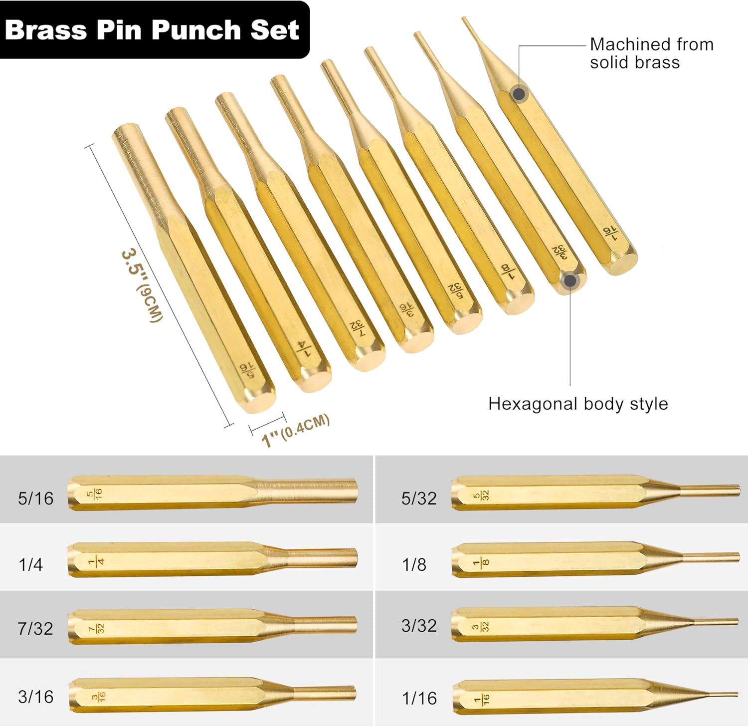 Brass Punch Set, Hammer Bench Block Kit | Gunsmithing, Gun Repair Tools Kit With Steel, Plastic for Armorers, Watch, Jewelry, and Craft - - 
