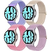 20mm Braided Elastic Bands for Samsung Galaxy Watch 7/FE/6/6 Classic 40mm 44mm 43mm 47mm 42mm 46mm Solo Loop Band, Adjustable Stretchy Nylon Fabric Sport Wristbands for Samsung Watch 7/6/5/4
