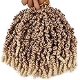 Bomb Twist Braids Hair 8 Inch Pre-Twisted Braids Spring Twist Crochet Hair Short Curly Pre-looped Synthetic Braiding Hair Extensions For Women 6packs Sale M613