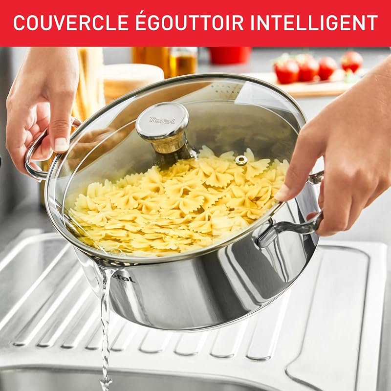- Faitout Duetto Acier Inoxydable avec Couvercle Filtrant - 24 cm