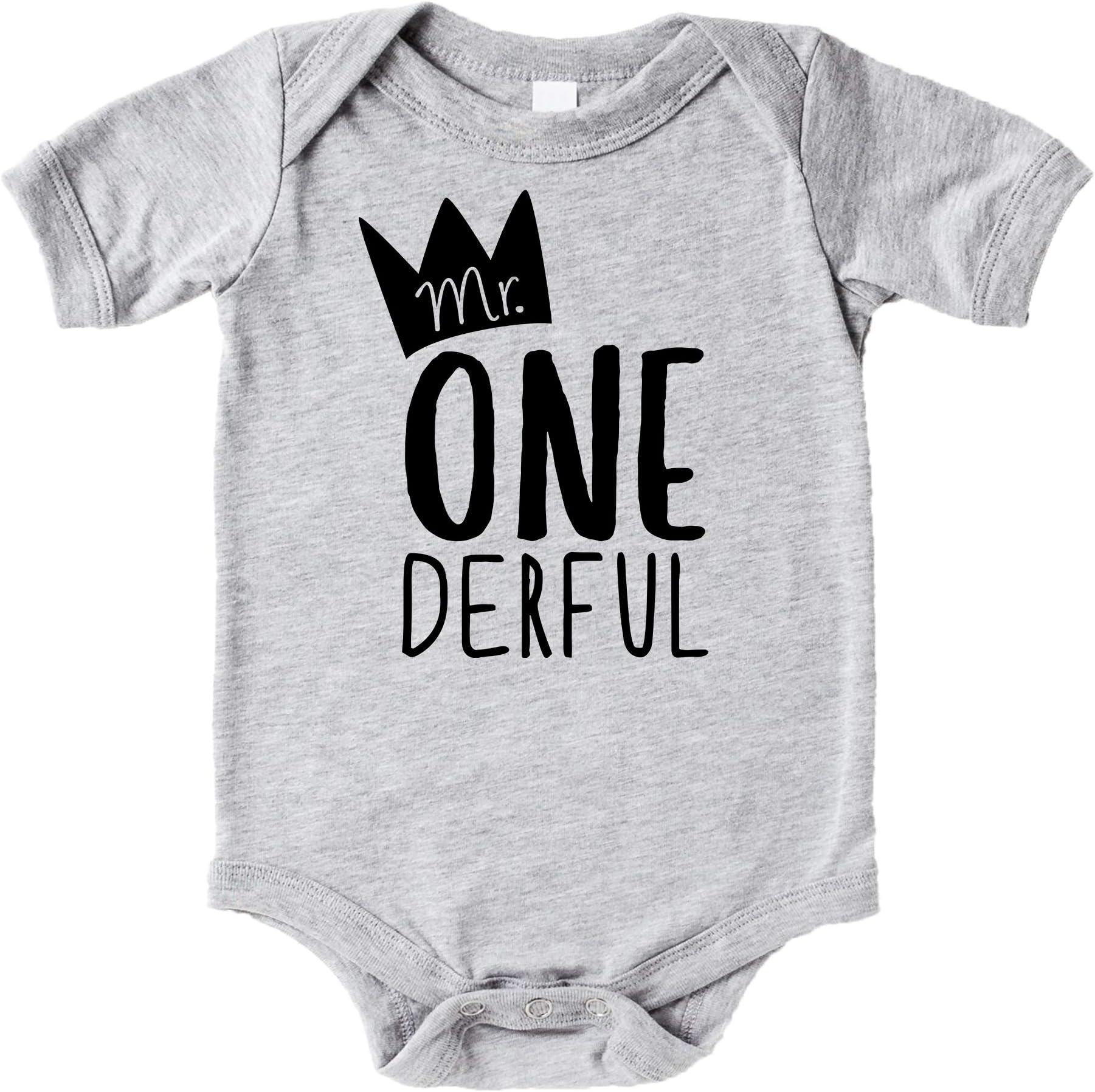 Mr One-Derful Baby Boys 1st Birthday Bodysuit First Birthday Outfit for Boys