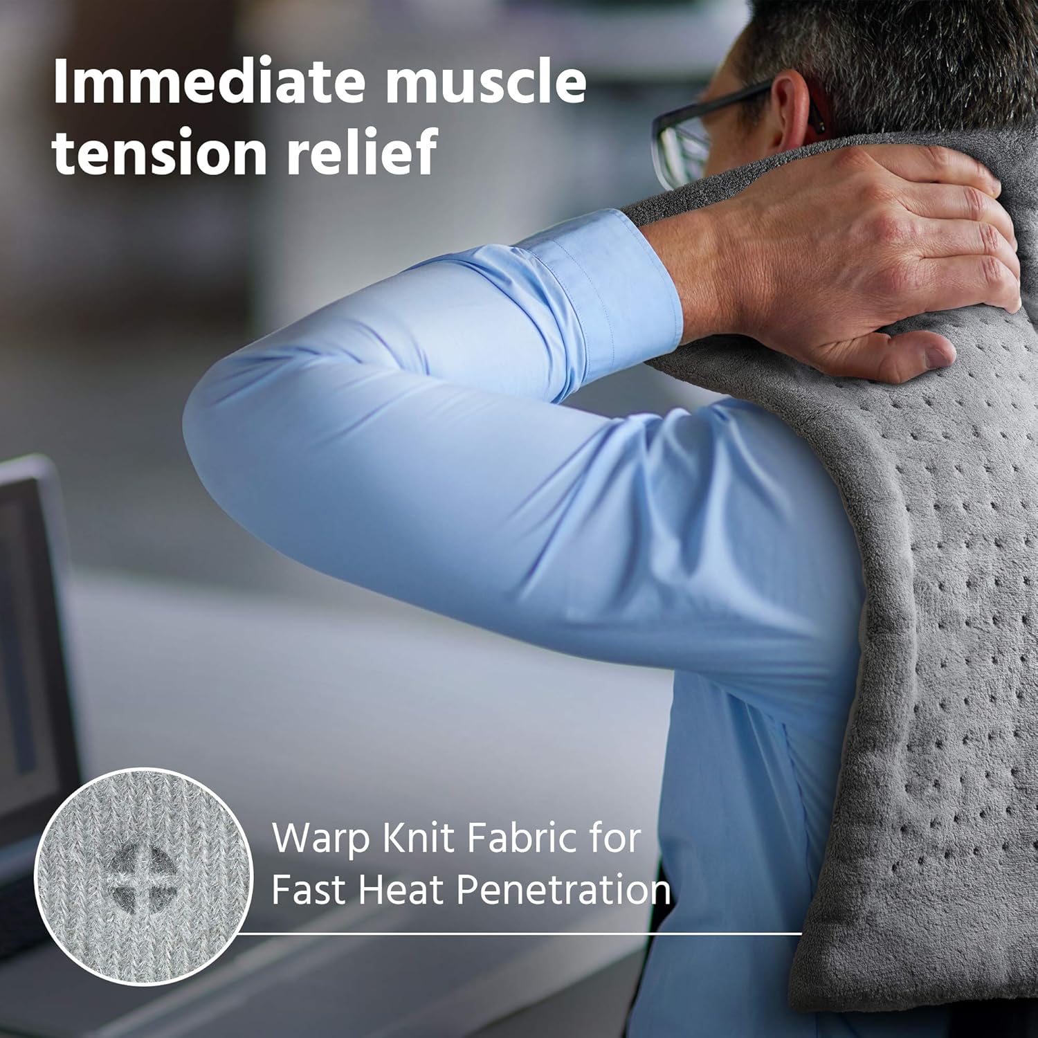 XL Heating Pad - Electric Heating Pad for Moist and Dry Heat Therapy - Fast Neck/Shoulder/Back Pain Relief at Home - [12"x24"] GENIANI (Tabby Gray): Health & Personal Care