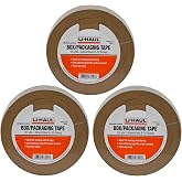 U-Haul Moving Box Paper Tape (Ideal for Moving, Packing, Storage Boxes) - Pack of 3 Rolls (55 Yard Rolls, 165 Yards Total) - Easily Tears by Hand