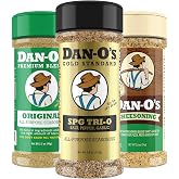 Dan-O&rsquo;s SPG Tri-O, Original &amp; Cheesoning Variety Pack &ndash; 3 Bottles &ndash; Salt Pepper Garlic, All Purpose &amp; Parmesan Seasoning Bundle
