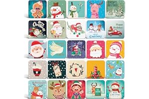 Better Office Products Mini Christmas Greeting Cards & Envelopes, 3 x 3 inch, 25 Unique Designs with Red & Green Envelopes, Small Christmas Cards for Gifts (25 Pack)