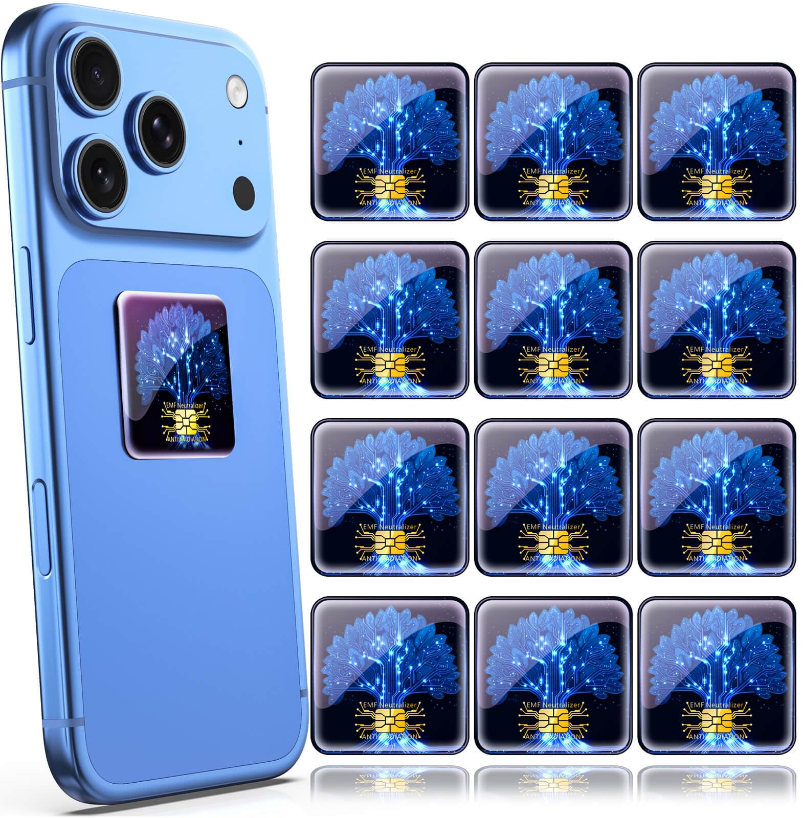 Cell Phone EMF Protection Neutralizers - for Smart Phones/Tablets/Laptops/Computer/WiFi/Priner/TV 12 Pack
