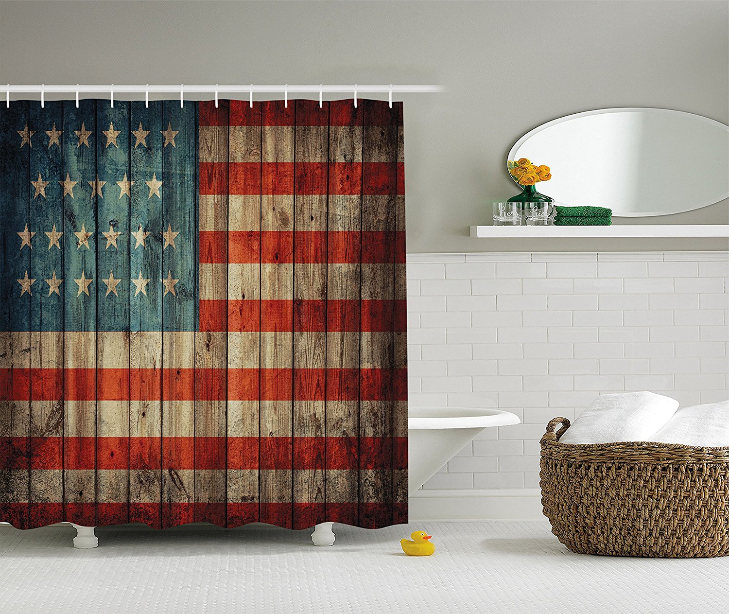 Flag Shower Curtain Usa Map Shower Curtain Wooden Shower Curtain