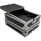 12 Inch Mixer Flight Case with Glide Laptop Stand Universal DJ | Sliding computer shelf for live shows, fits club consoles and controllers, road-tough transport protection, by Harmony Cases