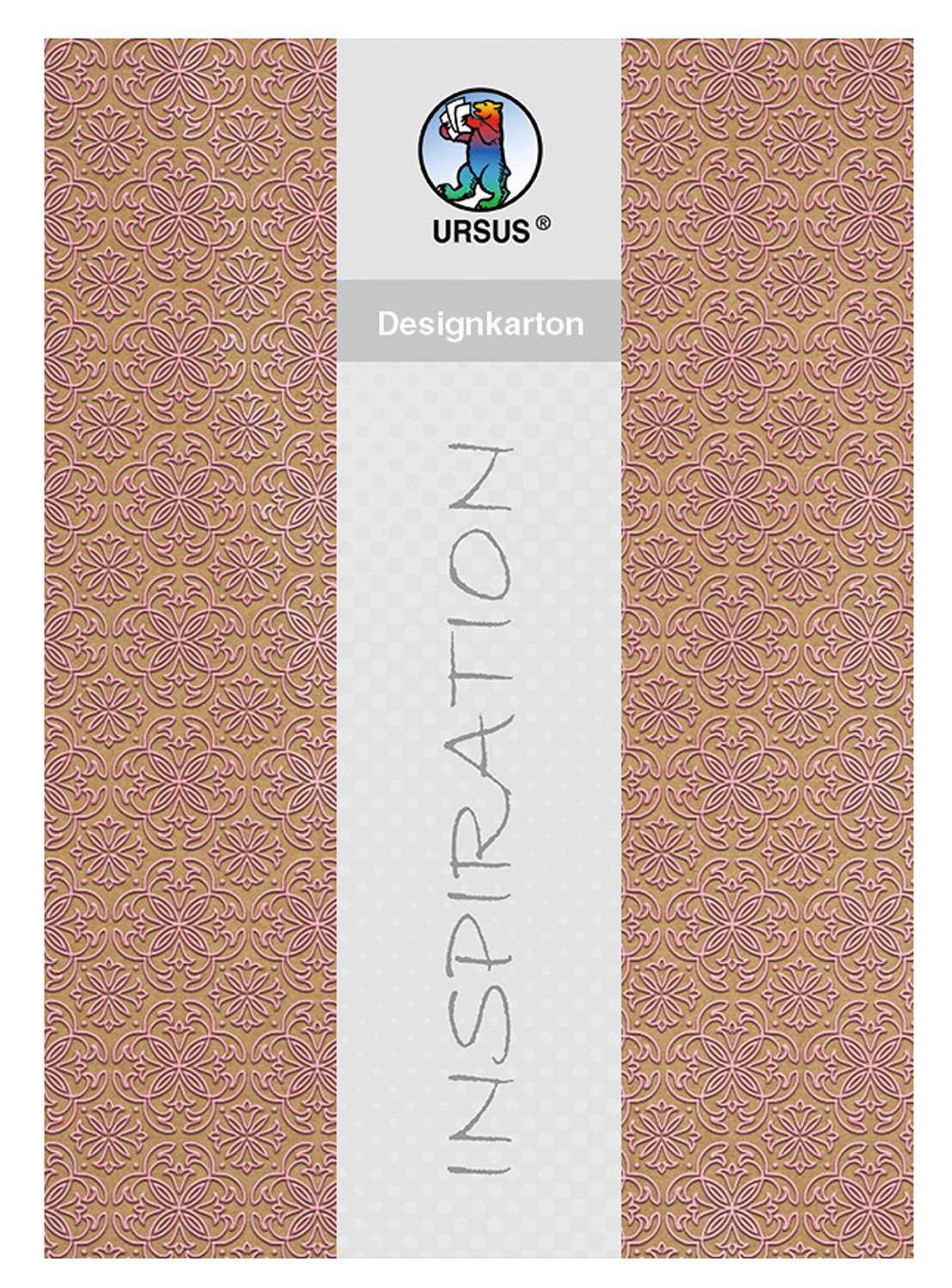 Ursus 62384605F - Design Cardboard, Selection, Ornament, Rose Gold, DIN A4, 250 g/m², 25 Sheets, Made of Kraft Cardboard, Film-Finished on One Side