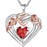 JKK Valentines Day Gifts for Mom - S925 Sterling Silver 12 Month Birthstone Necklaces Valentine's Day Mothers Day Birthday Christmas Gifts for Women Wift Mom